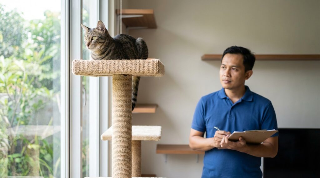 Panduan langkah demi langkah cara membuat cat tree dari pipa PVC yang kokoh dan anti-goyang untuk kucing indoor.