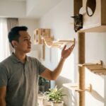 Panduan desain escape route kucing vertikal untuk mengurangi stres pada kucing indoor oleh praktisi perilaku kucing.